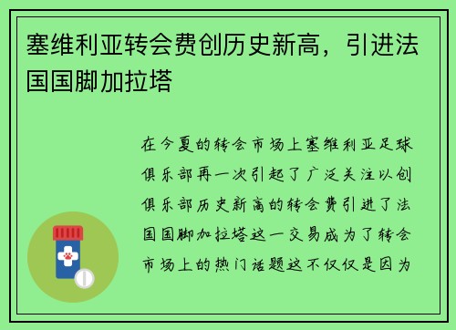 塞维利亚转会费创历史新高，引进法国国脚加拉塔